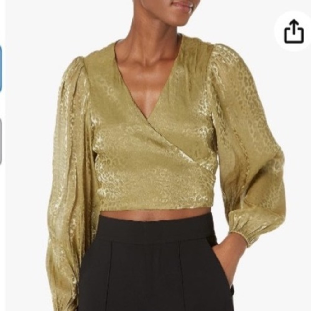 Show Me Your Mumu Joplin Top XS Gold Cheetah Organza